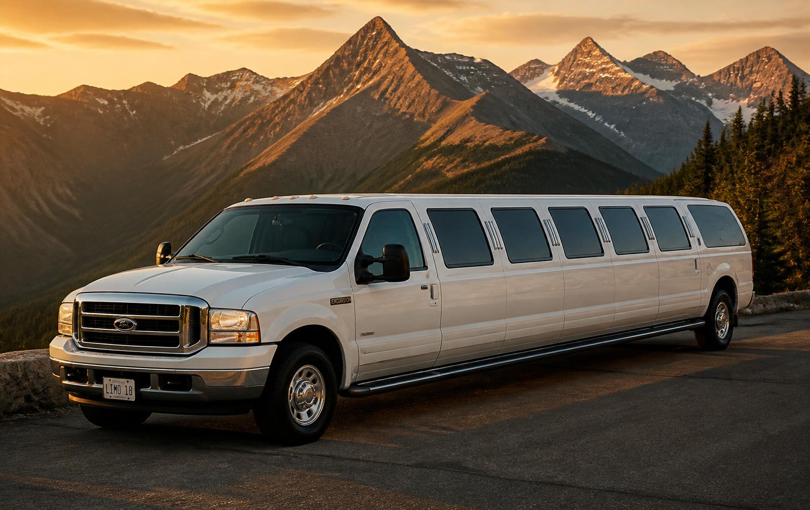 White Ford Excursion stretch limousine 2005