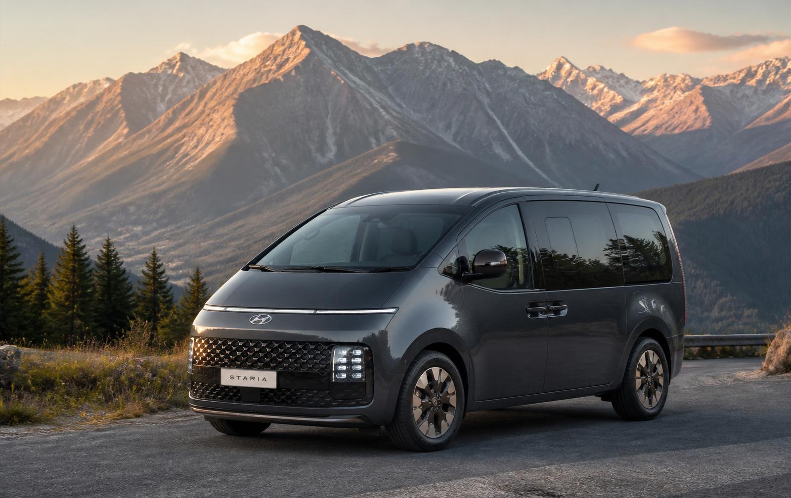 Grey Hyundai Staria minivan